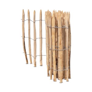 Stiltreu Staketenzaun aus Kastanie, 500x80cm, Lattenabstand 4-5cm, für Garten und Grundstück.