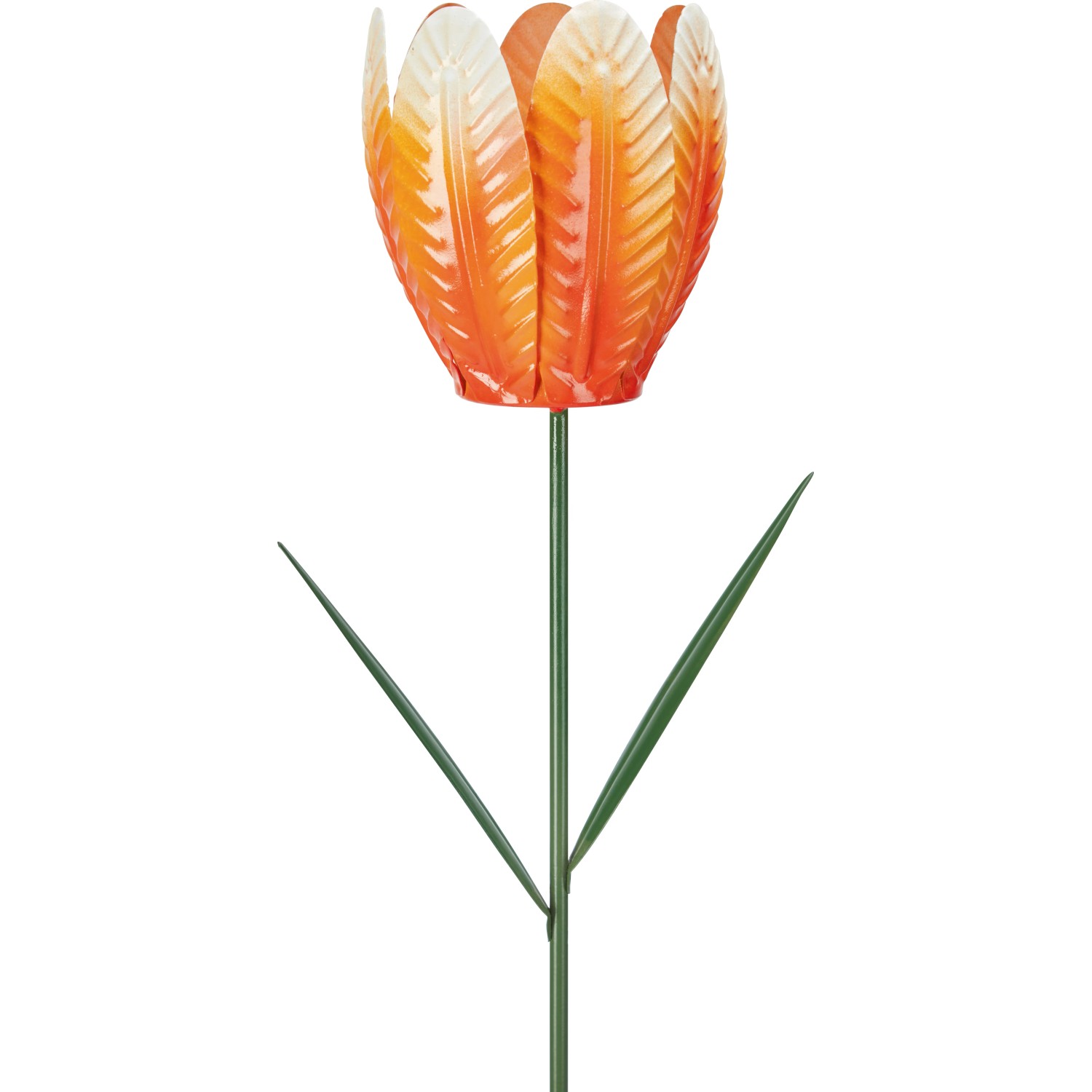 Pinkfarbener Gartenstecker Tulpe aus Eisen, 70 cm hoch, für die Gartendekoration.
