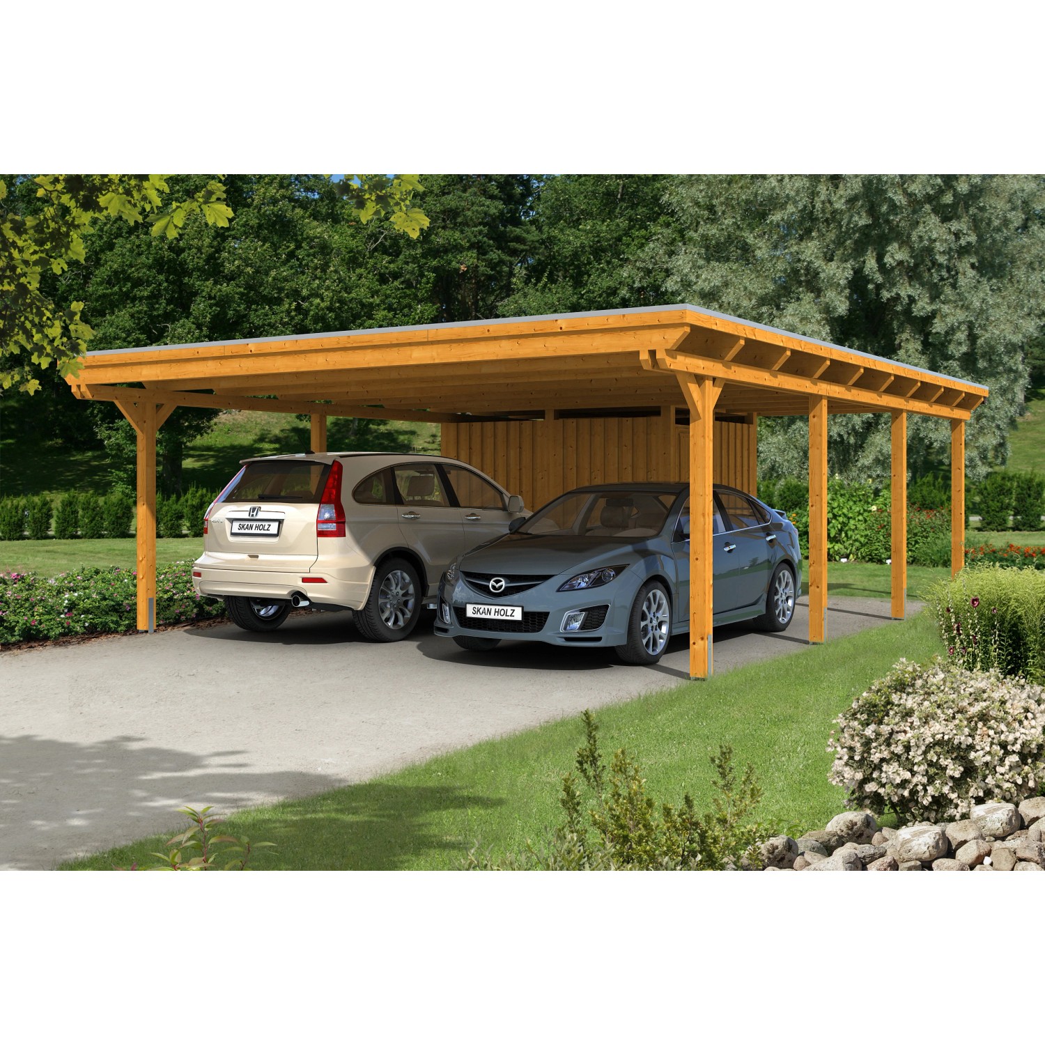 Skan Holz Doppelcarport Leimholz Eiche hell 613 cm x 846 cm günstig online kaufen