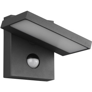 Moderne Trio LED-Außenwandleuchte Horton in Anthrazit mit Bewegungssensor.