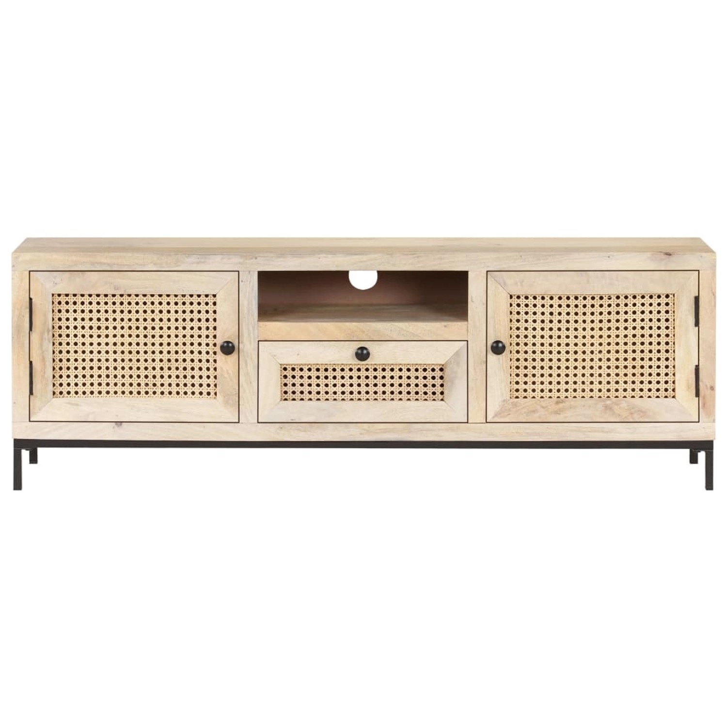 Tv-schrank 120x30x40 Cm Mango Massivholz Und Rohrgeflecht günstig online kaufen