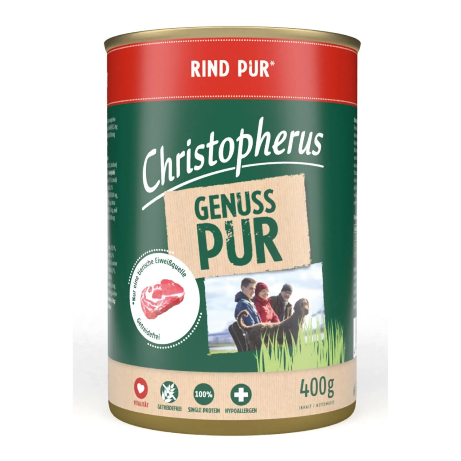 Christopherus Hunde-Nassfutter Pur Rind 400 g