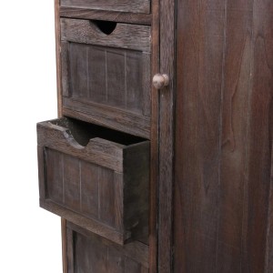 Braune MCW Kommode mit 4 Schubladen und Tür, 82x55x30cm, aus Paulowniaholz.