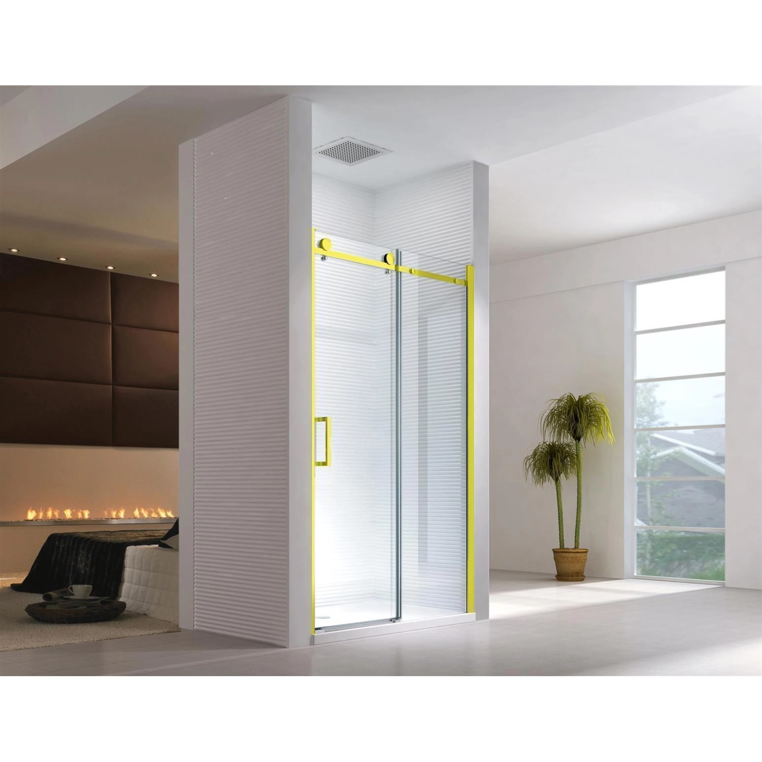 Glaszentrum Hagen - 145x195cm Nischentür Schiebetür Duschtür - Gold günstig online kaufen