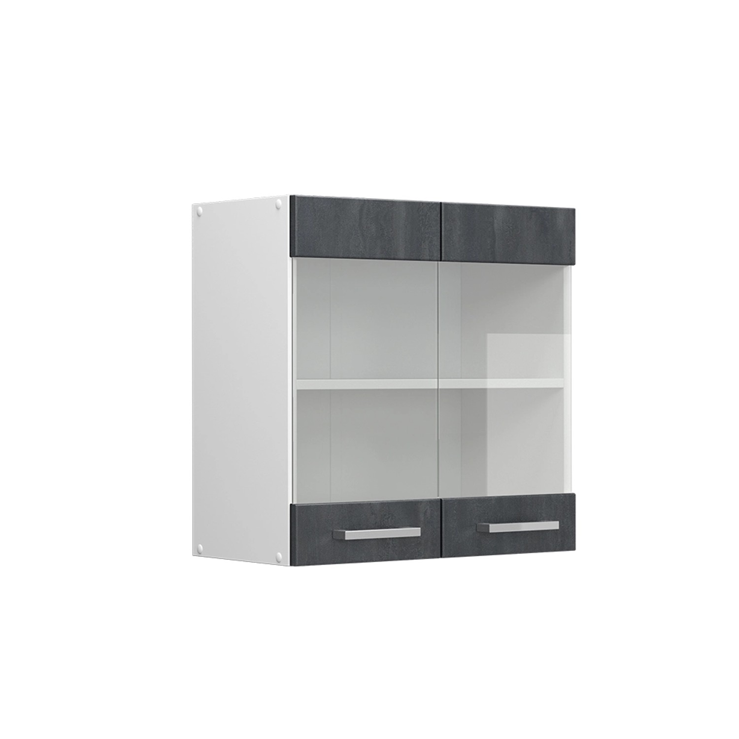 Vicco Küchenglasschrank R-Line Glashängeschrank Schwarz Beton/Weiß 60 cm