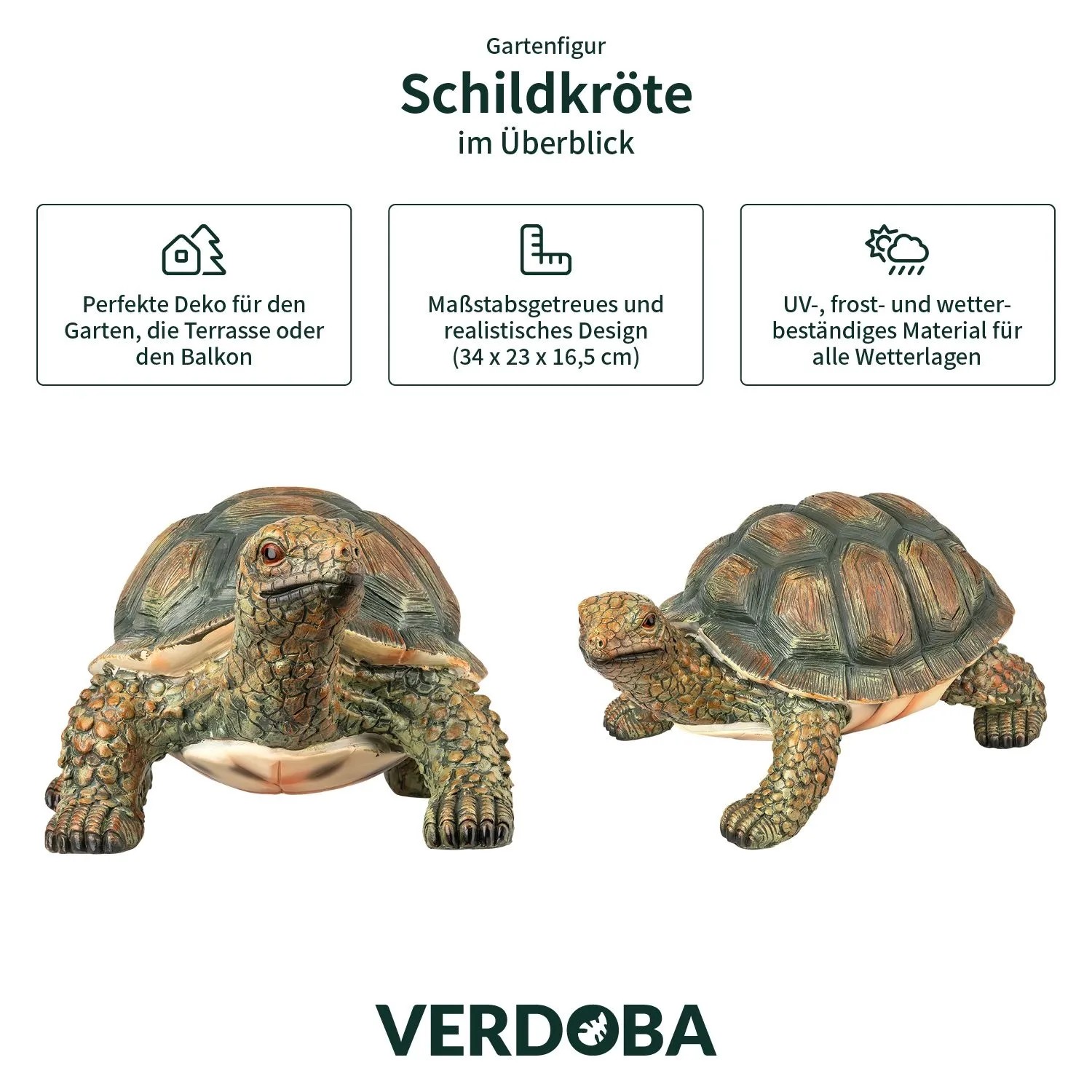 VERDOBA Gartendeko Safari Gartenfigur Schildkröte_3