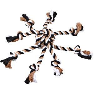 Jollypaw Tauspielzeug, Ø 7 cm, 44 cm, aus Baumwolle, geflochten in Braun-, Schwarz- und Weißtönen.