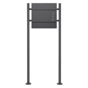 Moderner ECD Germany Standbriefkasten in Anthrazit mit Zeitungsfach und Ständer (120cm).
