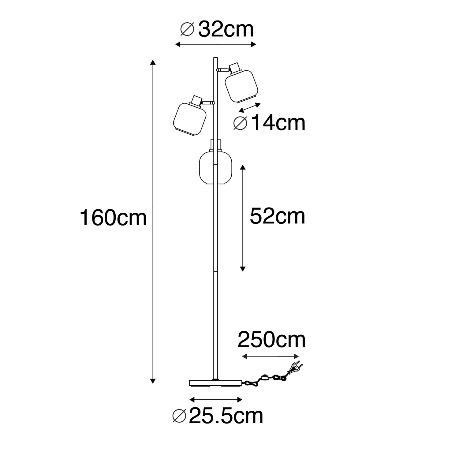 QAZQA Stehlampe Schwarz mit Gold mit Rauchglas 3 Lichter Zuzanna_4