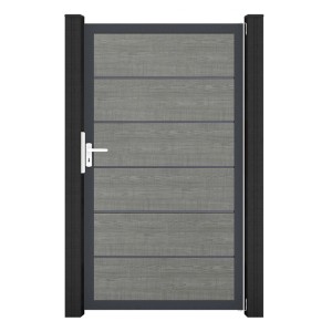 GroJa Basicline Premium Gartentor, 100x180 cm, Grey Ash Cut, mit Rahmen. Sichtschutzzaun Tor.