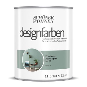 Schöner Wohnen Designfarbe Erhabenes Agavengrün, 1L Dose. Bunte Wandfarbe für Innenräume.