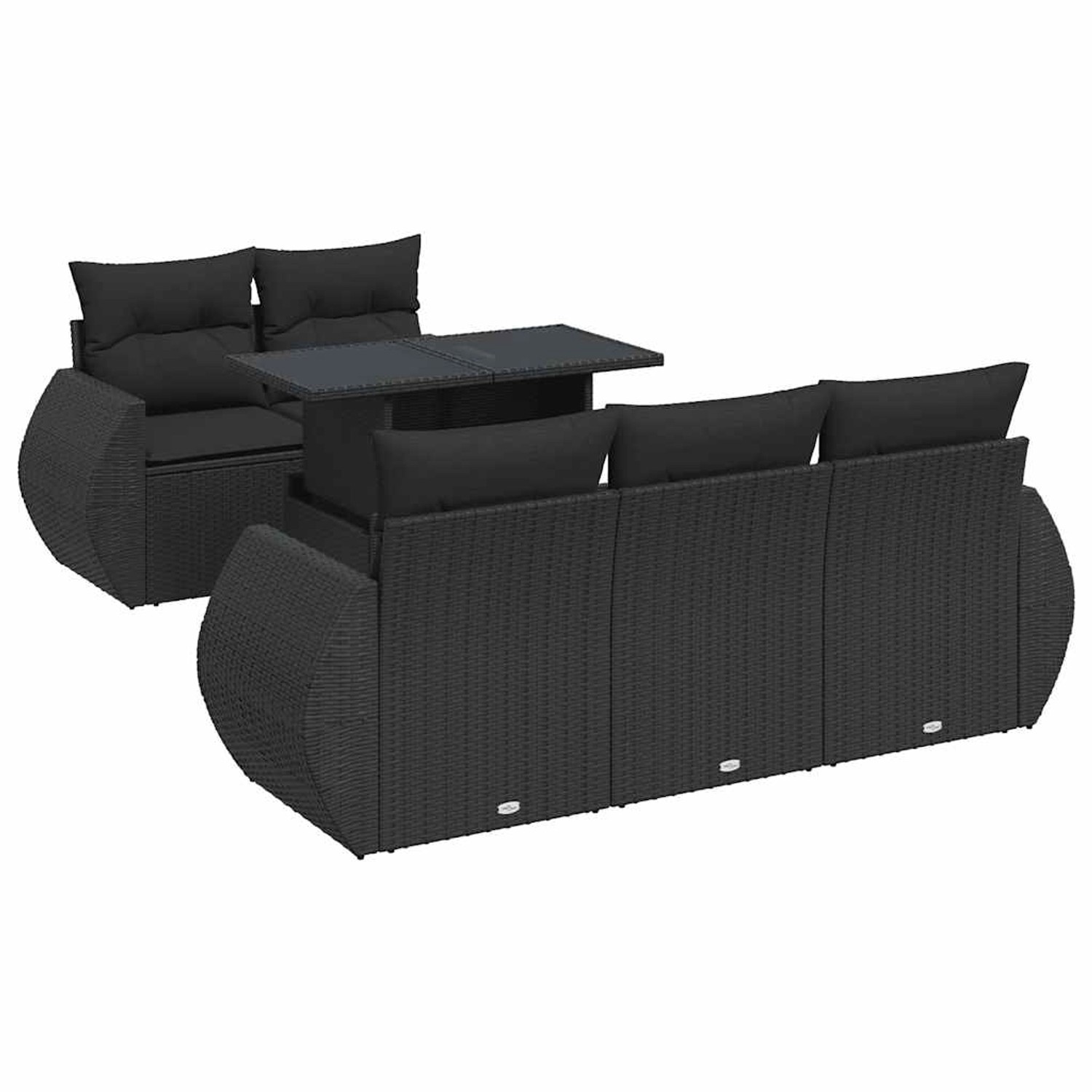 vidaXL 6-Tlg Garten-Sofagarnitur mit Kissen Schwarz Poly Rattan 3326566 günstig online kaufen
