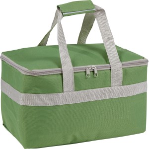 Grüne Kühltasche Atana 14l mit Tragegriffen und Reißverschluss. Ideal für Camping und Ausflüge.