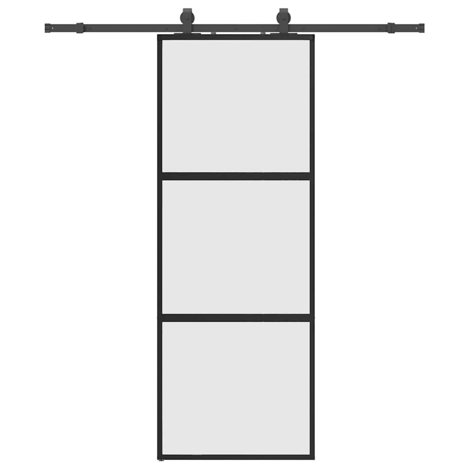 vidaXL Schiebetür mit Beschlag Schwarz 76x205 cm Hartglas 3375814 günstig online kaufen