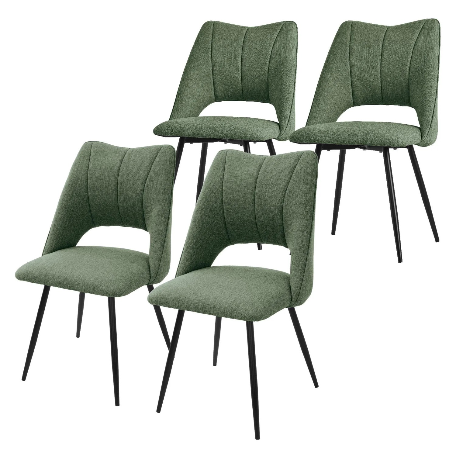 ML-Design Esszimmerstühle 4er Set Stoffbezug Grün Metallbeinen