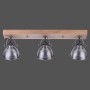 3-flammige Wand- und Deckenleuchte Samia im Vintage-Look mit Holz und silberfarbenem Eisen.