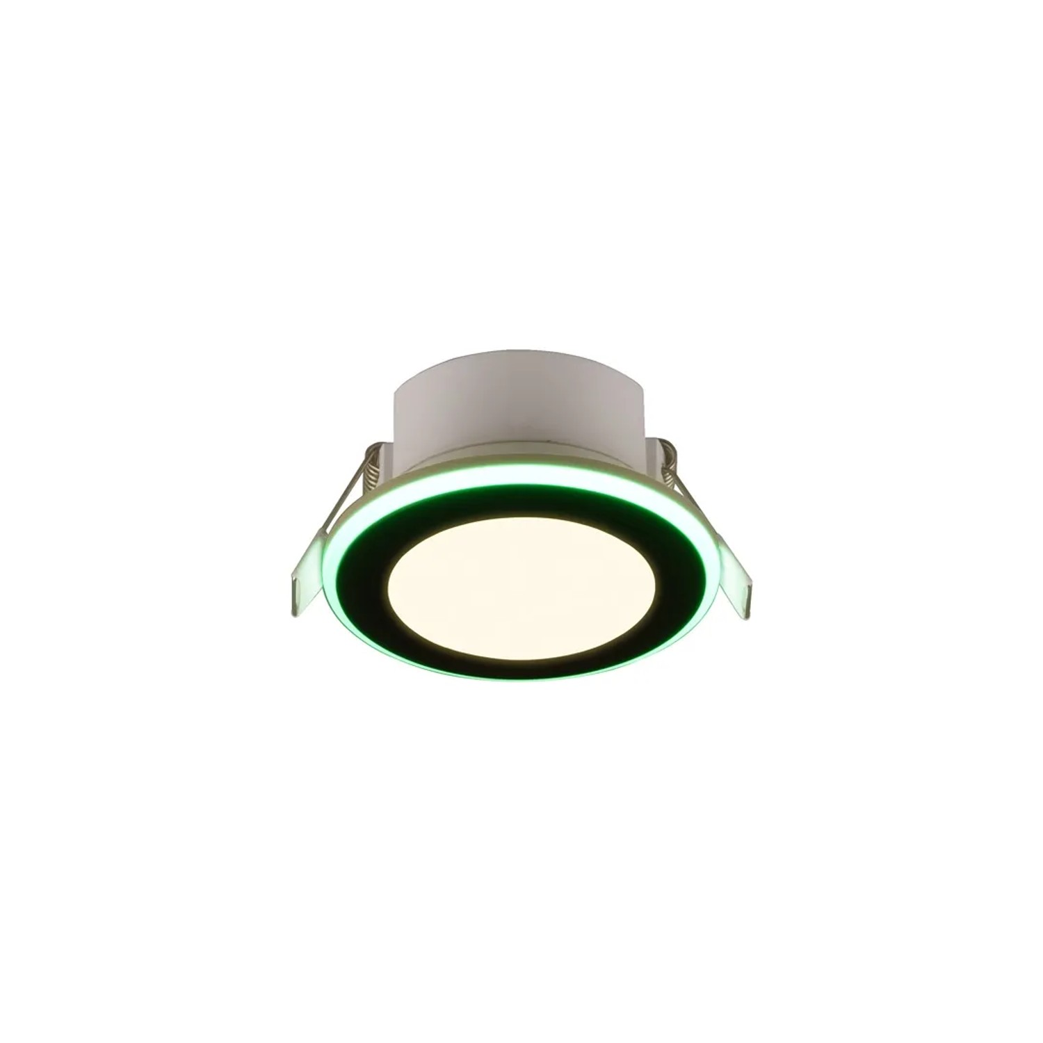 Schwarzer, matter Trio LED Einbaustrahler Argus, 8,2 cm Durchmesser, mit RGBW-Farbwechsler.