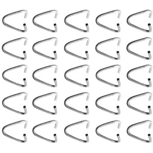 25er Set C-Verbindungsklammern (20 mm) aus Aluzink-Stahldraht zur Gabionen-Befestigung.