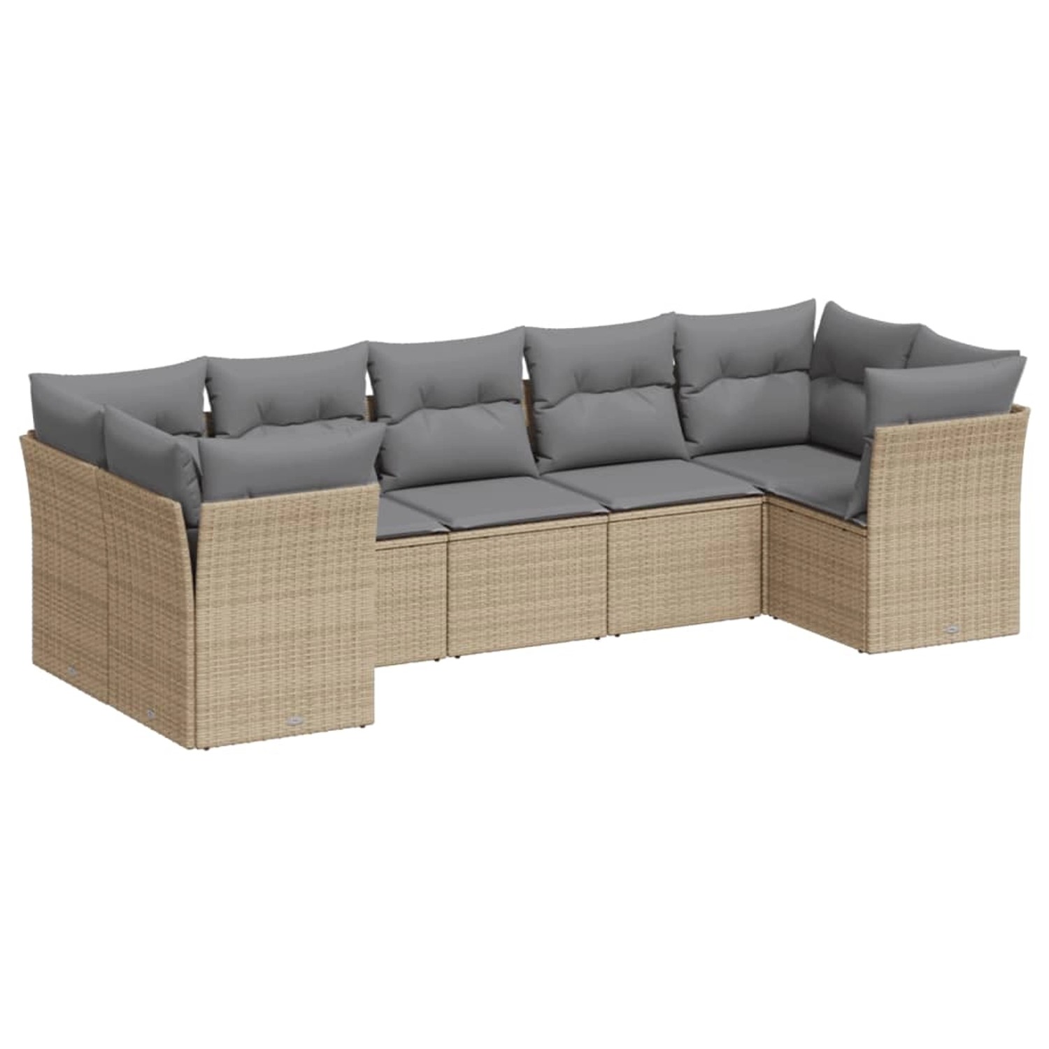 vidaXL 7-tlg Garten-Sofagarnitur mit Kissen Beige Poly Rattan Modell 85