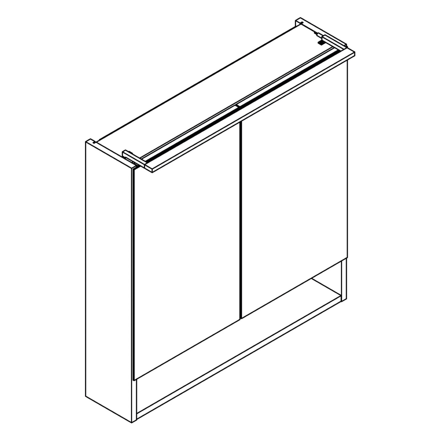 Fackelmann LED-Spiegelschrank B.Paris, 70cm, Schwarz Matt/Eiche, Teil des Badmöbel-Sets.