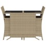 Beiges 3-tlg. vidaXL Bistro-Set aus Polyrattan mit Glasplatte, Gartenmöbel für Balkon und Terrasse.
