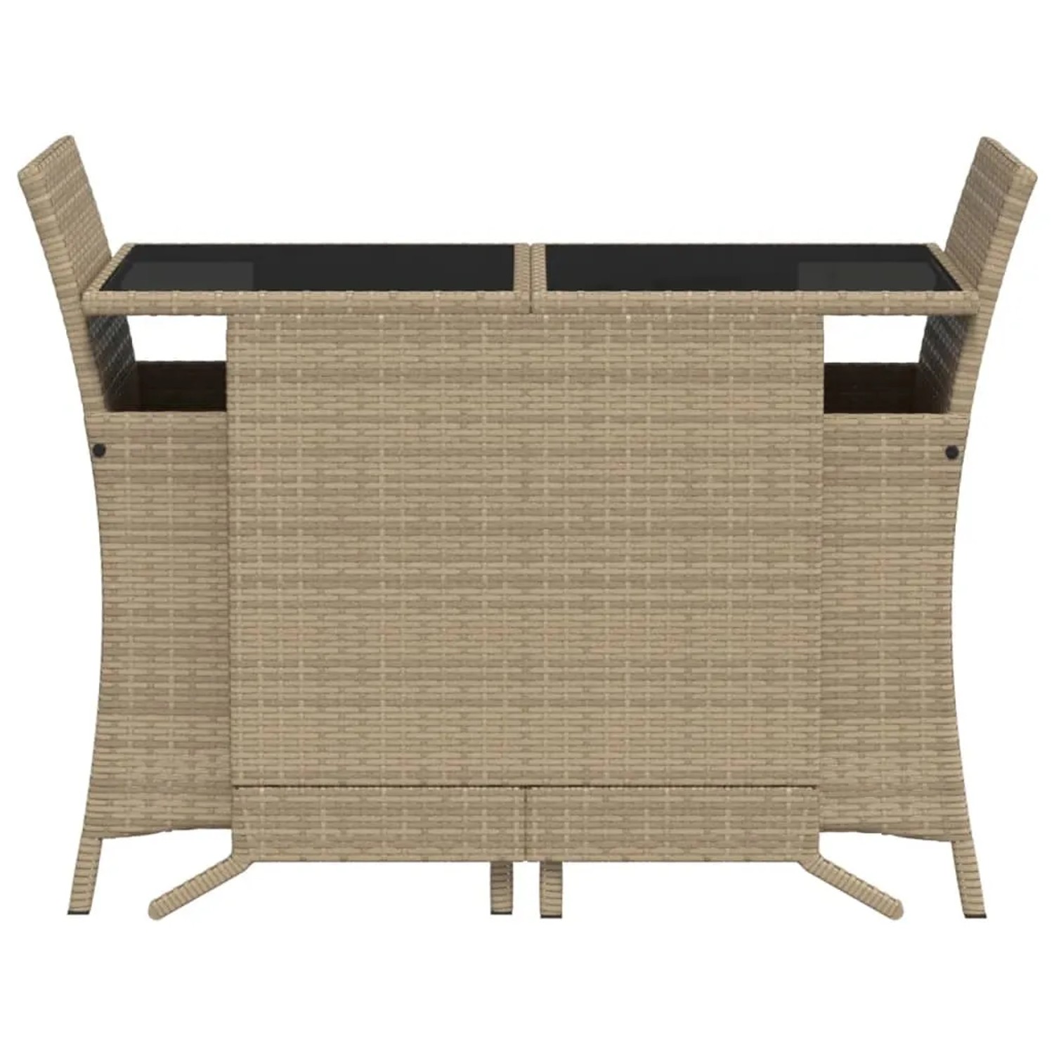 Beiges 3-tlg. vidaXL Bistro-Set aus Polyrattan mit Glasplatte, Gartenmöbel für Balkon und Terrasse.