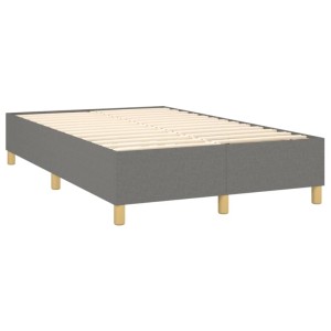 vidaXL Boxspringbett 120x200 cm, dunkelgraues Stoffbett mit Holzlattenrost und Füßen.