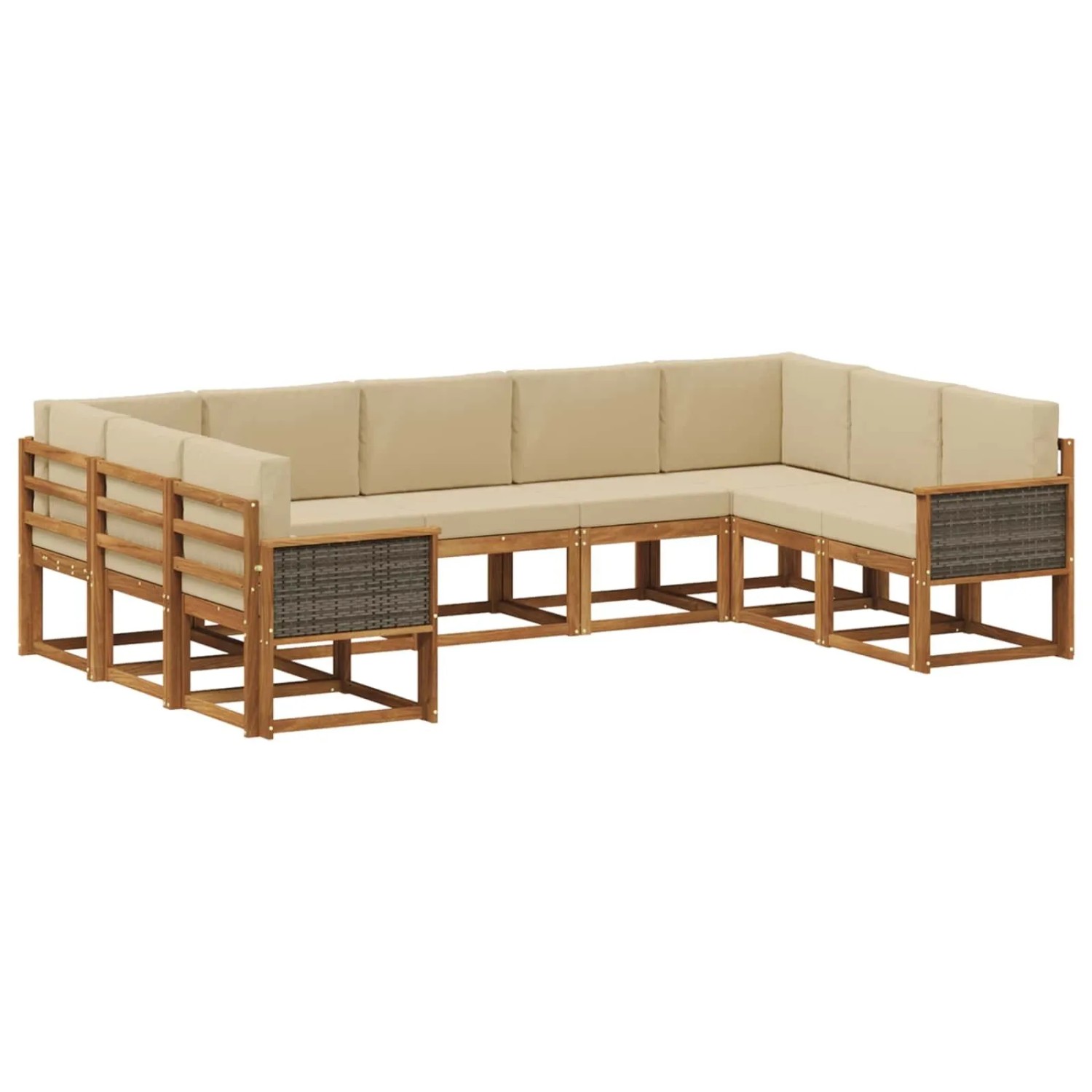 vidaXL Outdoor-Sofagarnitur 9 Stk Natur und Beige Massivholz Akazie 3385529