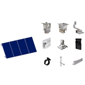 SolMount Montageset für Schrägdach, Aluminium natur, zur Montage von 4 Solarmodulen.