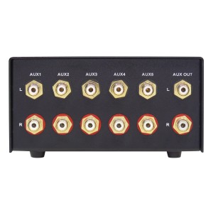 Dynavox HiFi Eingangs-Erweiterung AUX-S in Silber mit 5 Eingängen und 1 Ausgang.