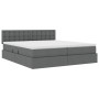 vidaXL Bett mit LED-Lichtleisten Dunkelgrau 200 x 200 cm Stoff 3371592_7