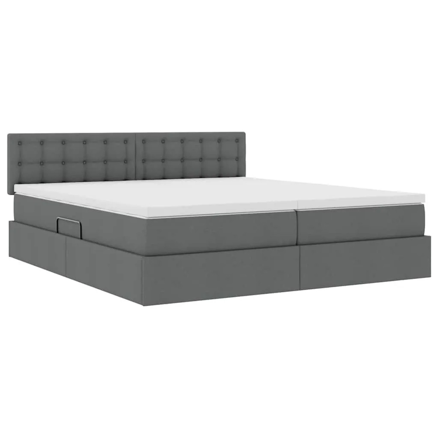 vidaXL Bett mit LED-Lichtleisten Dunkelgrau 200 x 200 cm Stoff 3371592_7
