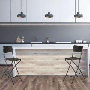 2er Set schwarze, klappbare Barhocker aus Kunststoff und Stahl, 115x44x63cm.
