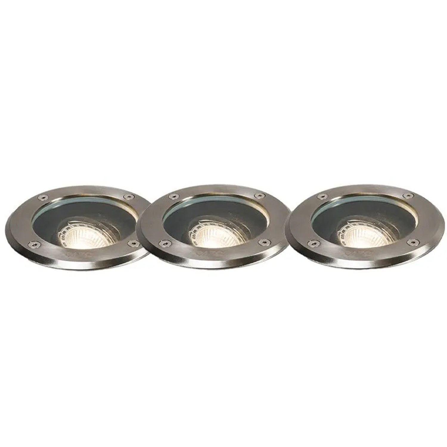 QAZQA Set mit 3 Outdoor Bodenstrahlern aus Stahl Verstellbar IP65 Delux