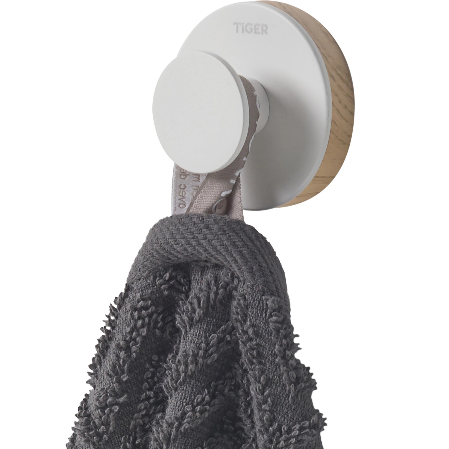 Weißer Tiger Haken Urban Groß mit Handtuch. Skandinavisches Design für Bad & WC.