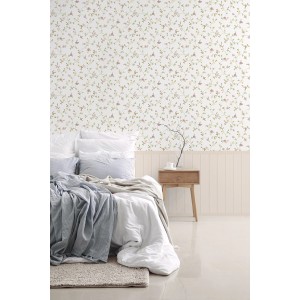 A.S. Création Vliestapete Wallpanel Blümchen Creme im Schlafzimmer.