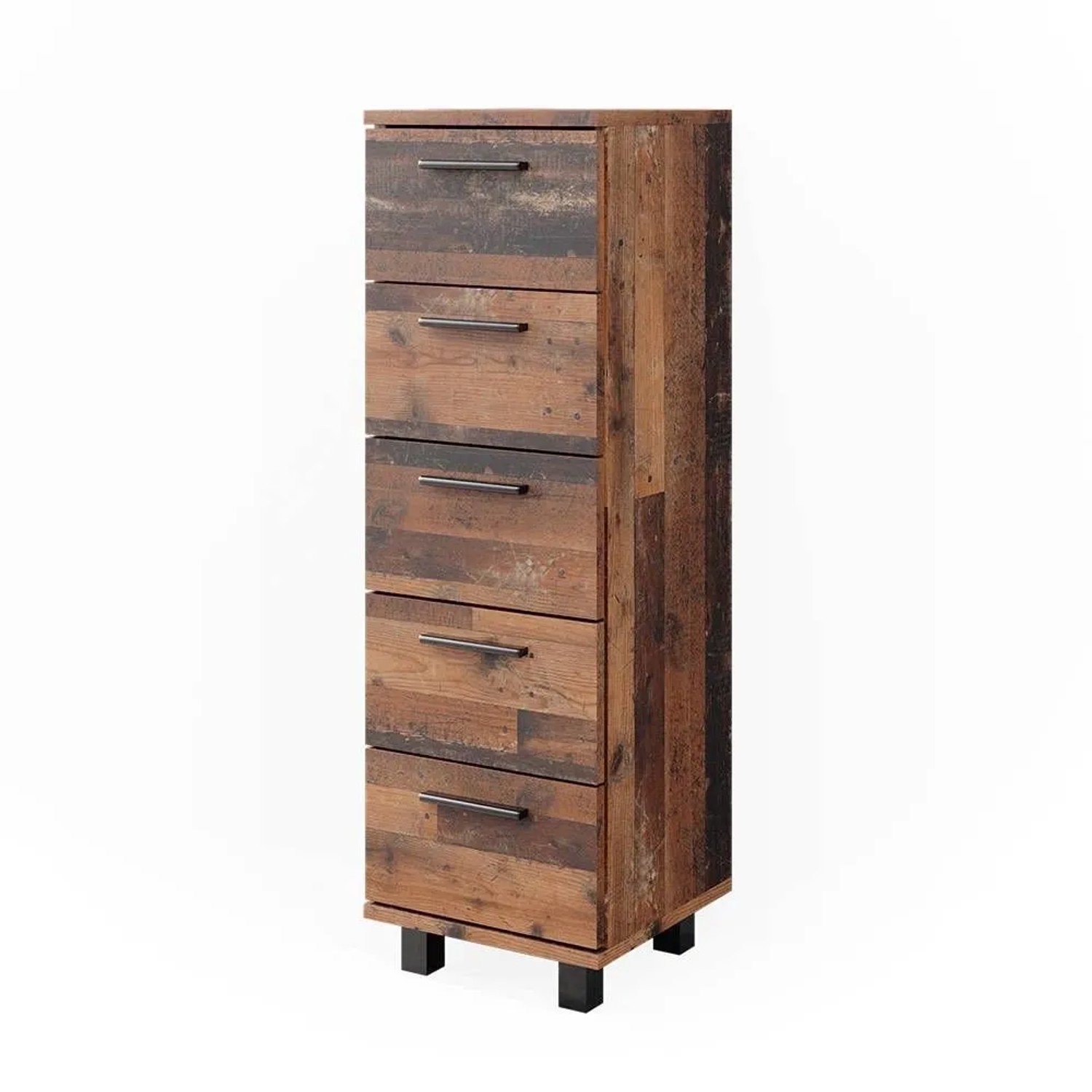 Vicco Midischrank Ilias Eiche Rustikal 30 x 95 mit 5 Schubladen