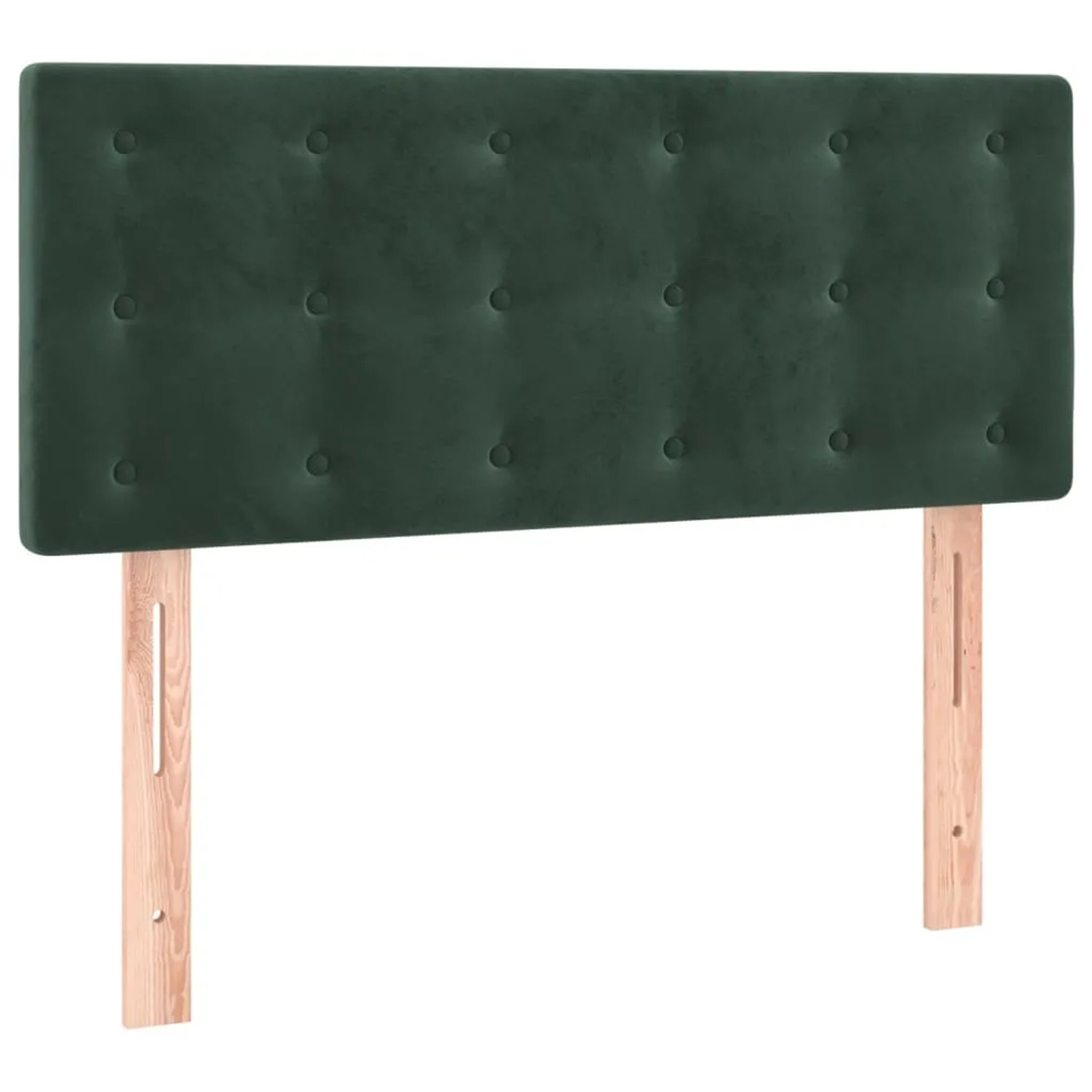 Dunkelgrünes Boxspringbett mit Samt-Kopfteil und Knöpfen, Bett 90x200 cm.
