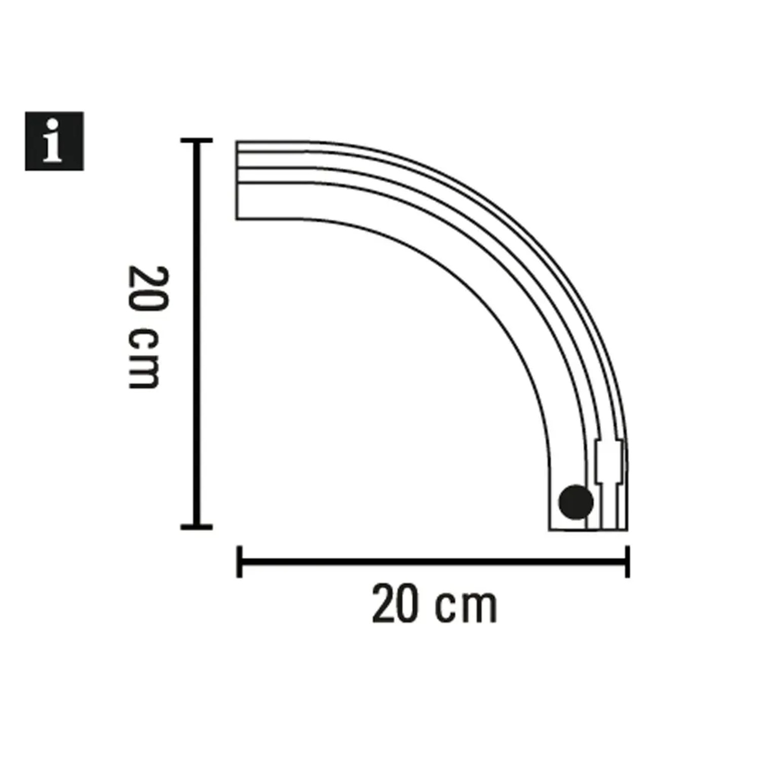 Gardinia Rundbogen rechts, weiß, für 1-läufige Vorhangschiene, 90° Winkel.