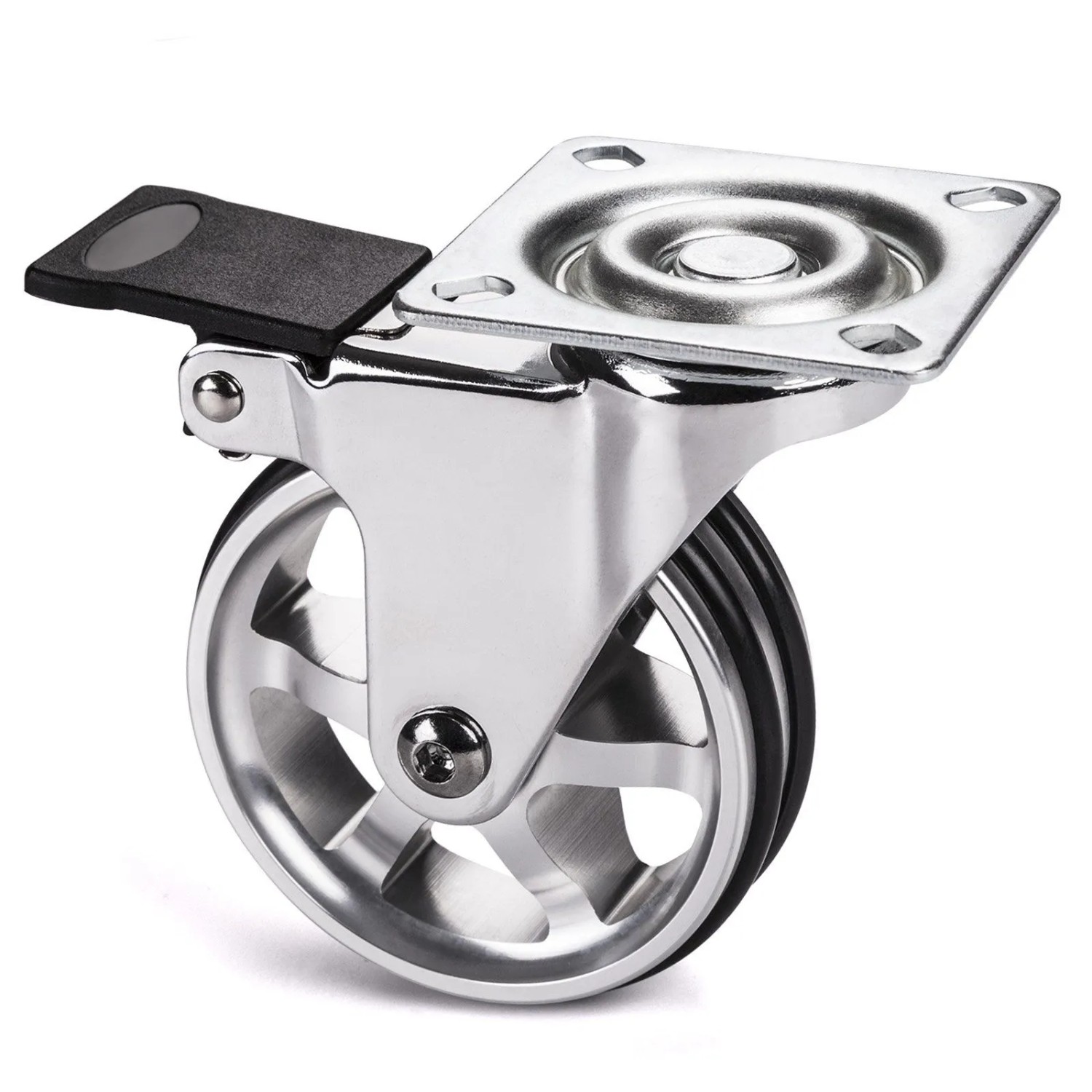 SOTECH Design Möbelrolle BOBBY Ø75 mm Aluminiumrad mit Bremse Tragkraft Bis 50 Kg