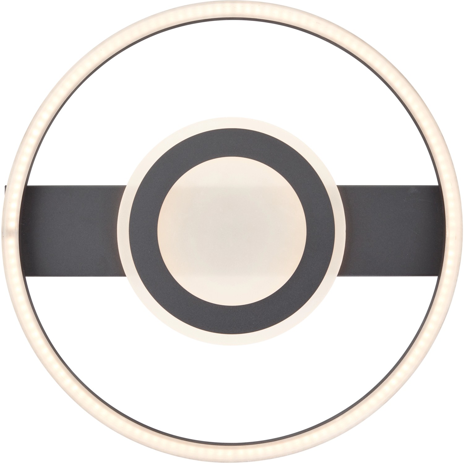 Moderne, schwarze LED-Deckenleuchte Maureen, 37 cm, mit kreisförmigem Design für Wohnräume.