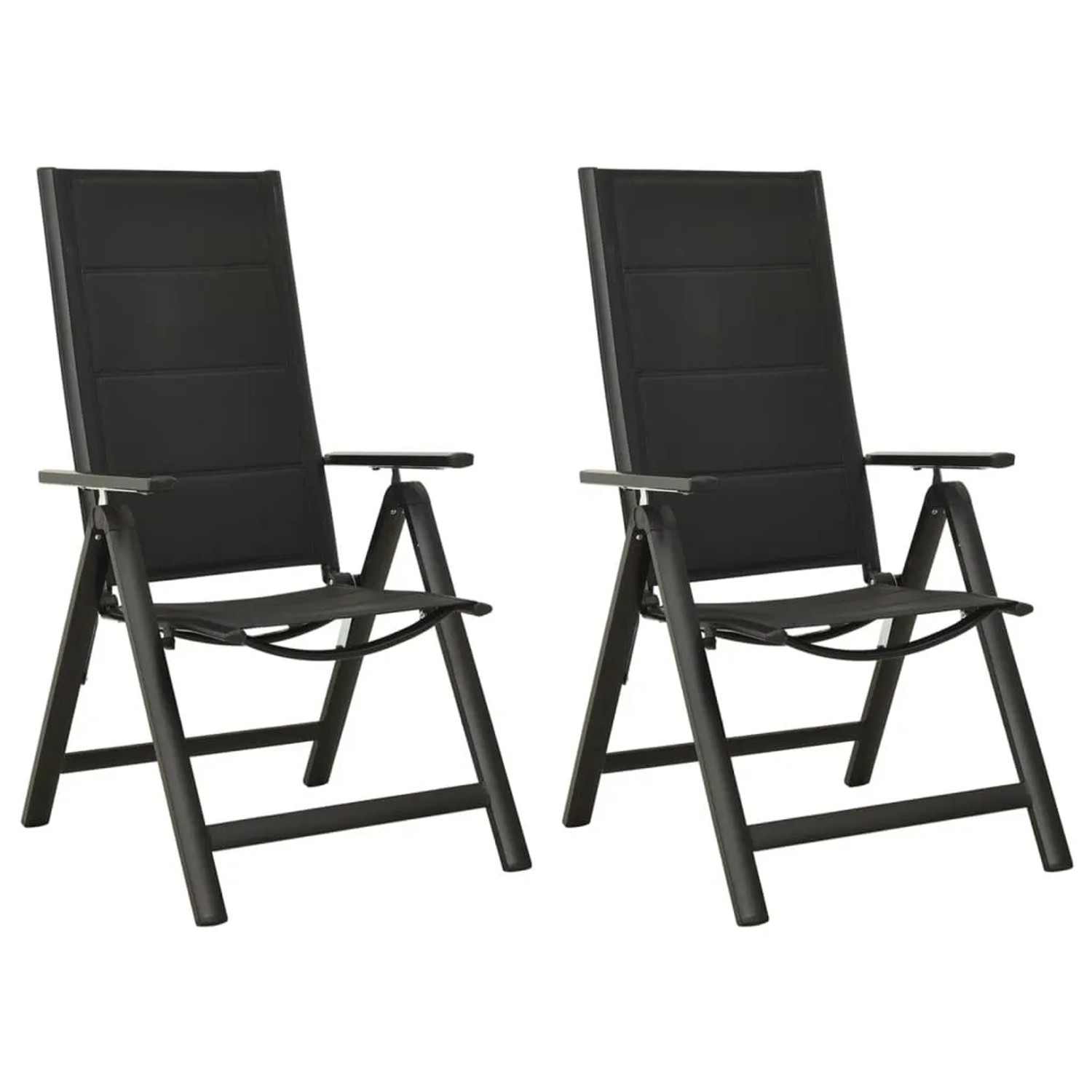 Furnicato Klappbare Gartenstühle 2 Stk Aus Aluminium Und Textilene Verstellbar In 7 Positionen 56 X 65-110 X 76-109 Cm Schwarz
