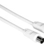Weißes Hama Antennenkabel (1,5 m) mit Koax-Stecker und -Kupplung für Audio & Video.