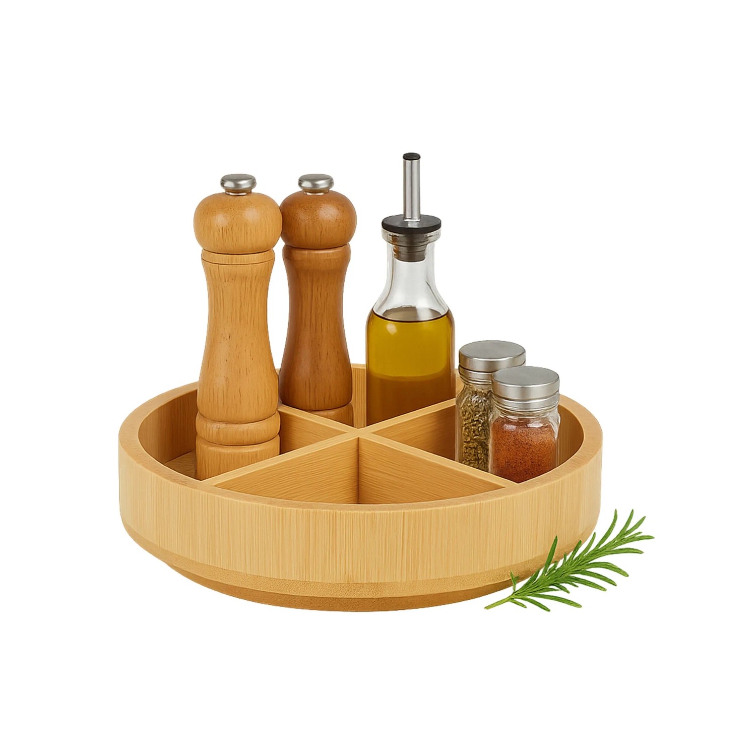 Relaxdays Drehteller Bambus Natur Rutschfest 23,5 cm x 6 cm