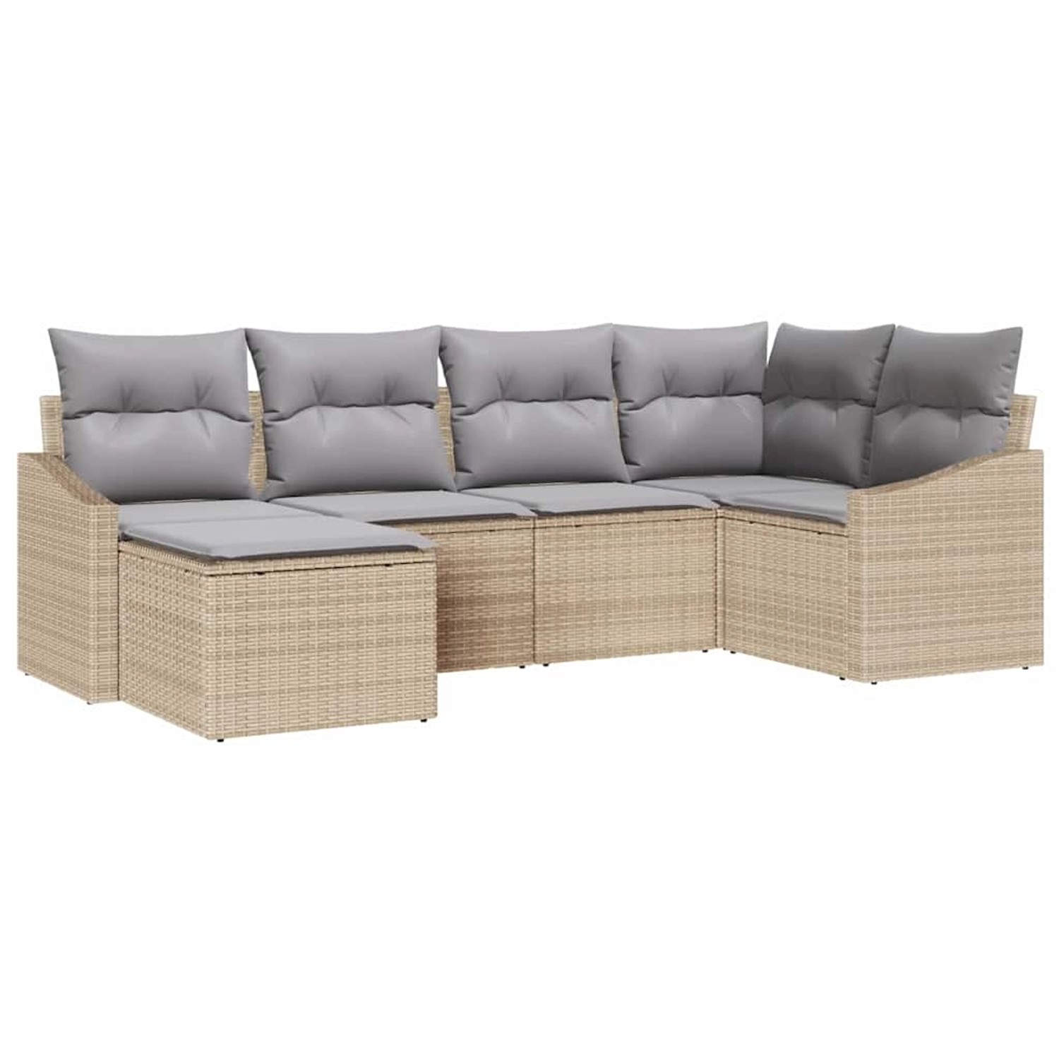 vidaXL Garten-Sofa-Set 6-Tlg Beige Poly Rattan 3346790 günstig online kaufen