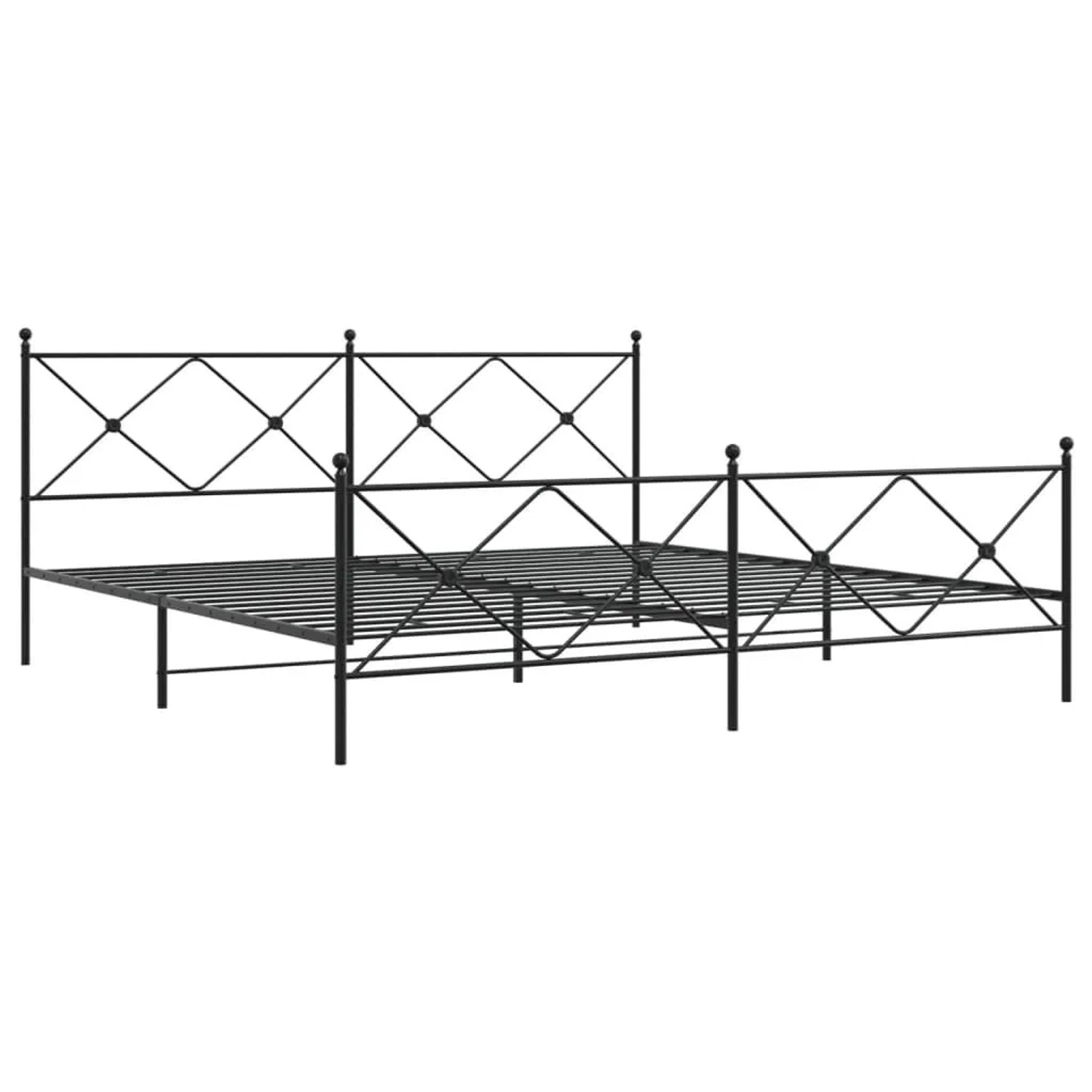 vidaXL Bettgestell mit Kopfteil und Fußteil Metall Schwarz 193x203 cm 37652 günstig online kaufen