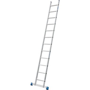 Krause Stabilo Anlegeleiter mit 12 Sprossen, aus Aluminium, für den Außenbereich.