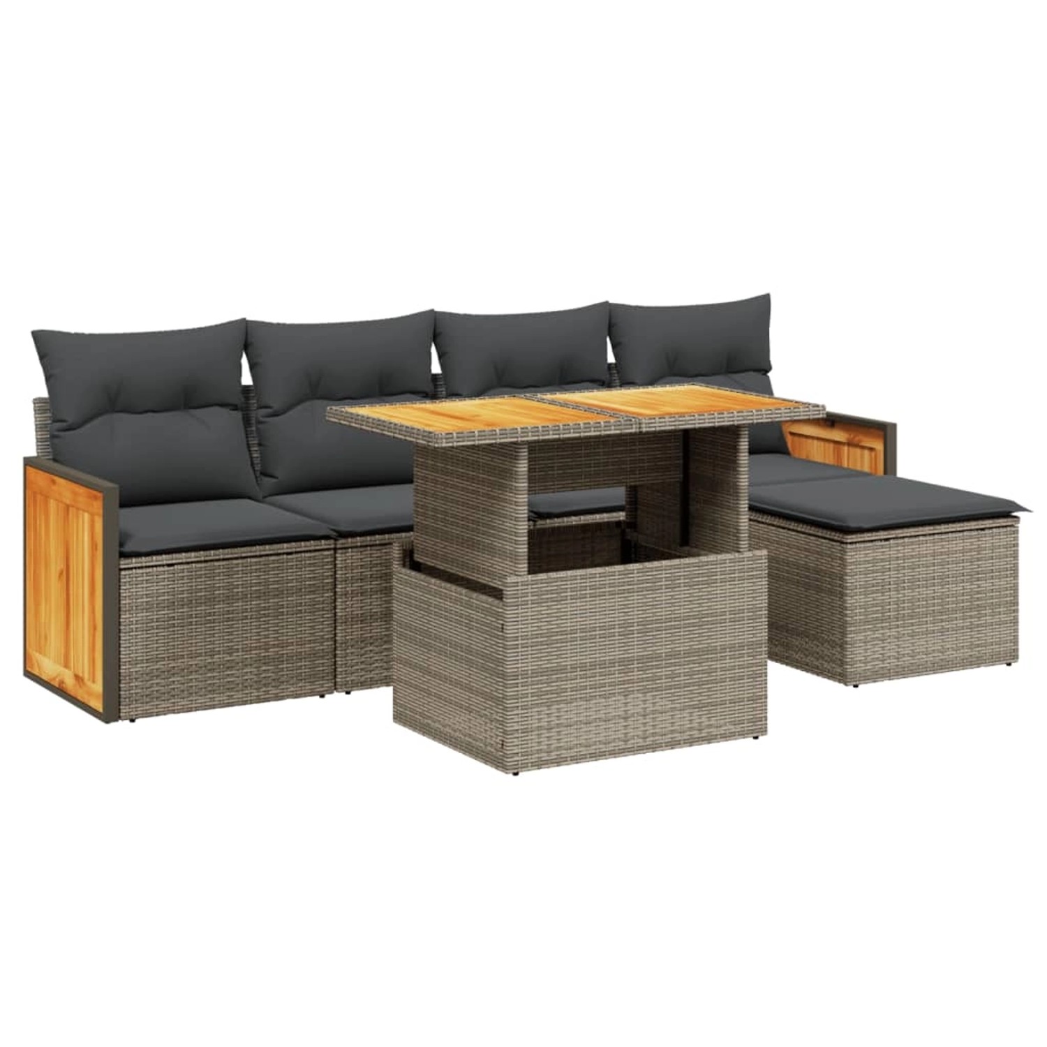 vidaXL 6-Tlg Garten-Sofagarnitur mit Kissen Grau Poly Rattan 3273937 günstig online kaufen