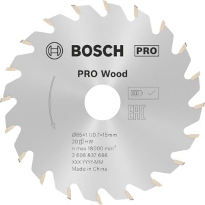 Bosch Kreissägeblatt Standard for Wood, silber, mit Hartmetallzähnen für Akkusägen. Ideal für Holz und Holzwerkstoffe.