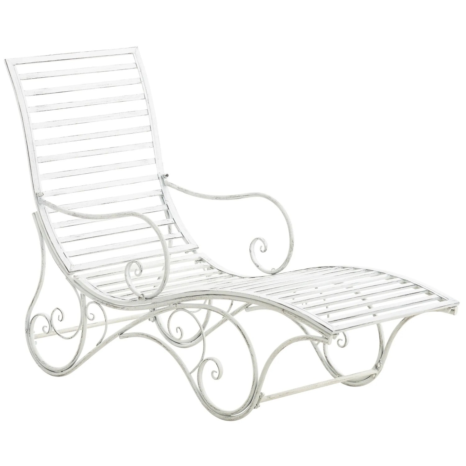 DELUKE Gartenliege SENTA Antik 58x140x101cm Metall Antik-Weiß Sonnenliege Strandliege